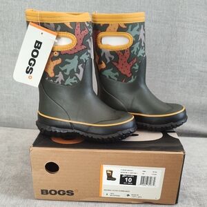 NEW BOGS Kids' Bigfoot Print Grasp Waterproof Insulated Rain Boots Size 10